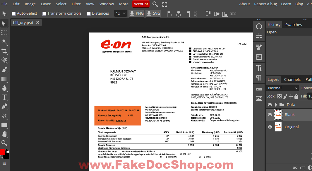 Download Germany E.on Utility Bill Psd Template