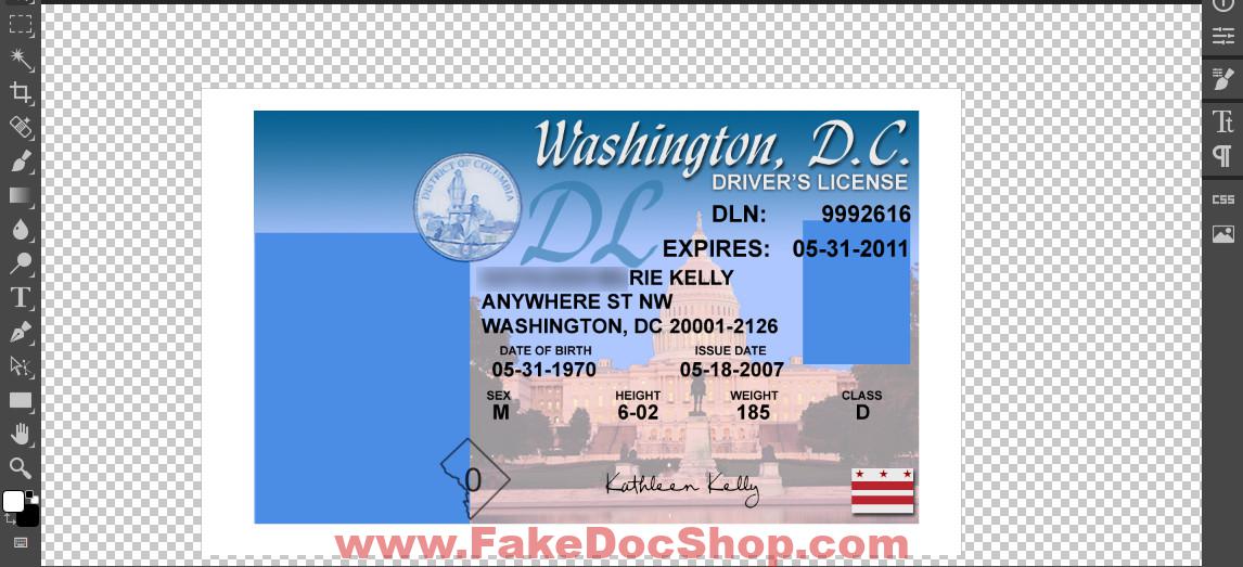 Washington DC Drivers License Template In PSD Format