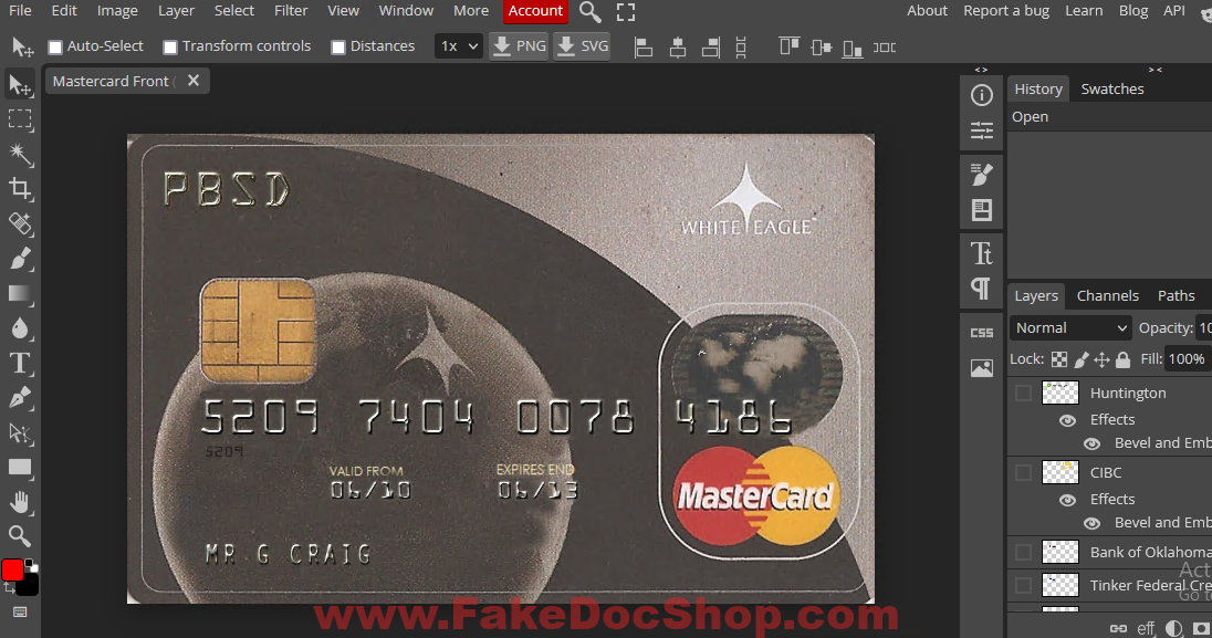 White Eagle Bank MasterCard Template Psd