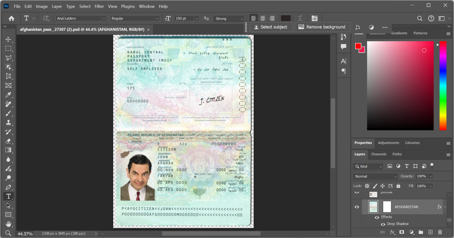Afghanistan-Passport-PSD-Template