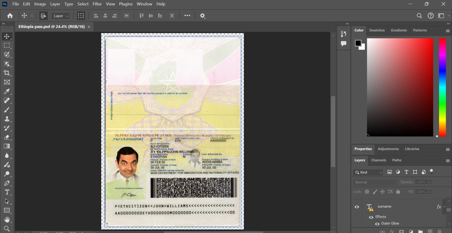 Ethiopia-Passport-Fake-PSD-Template