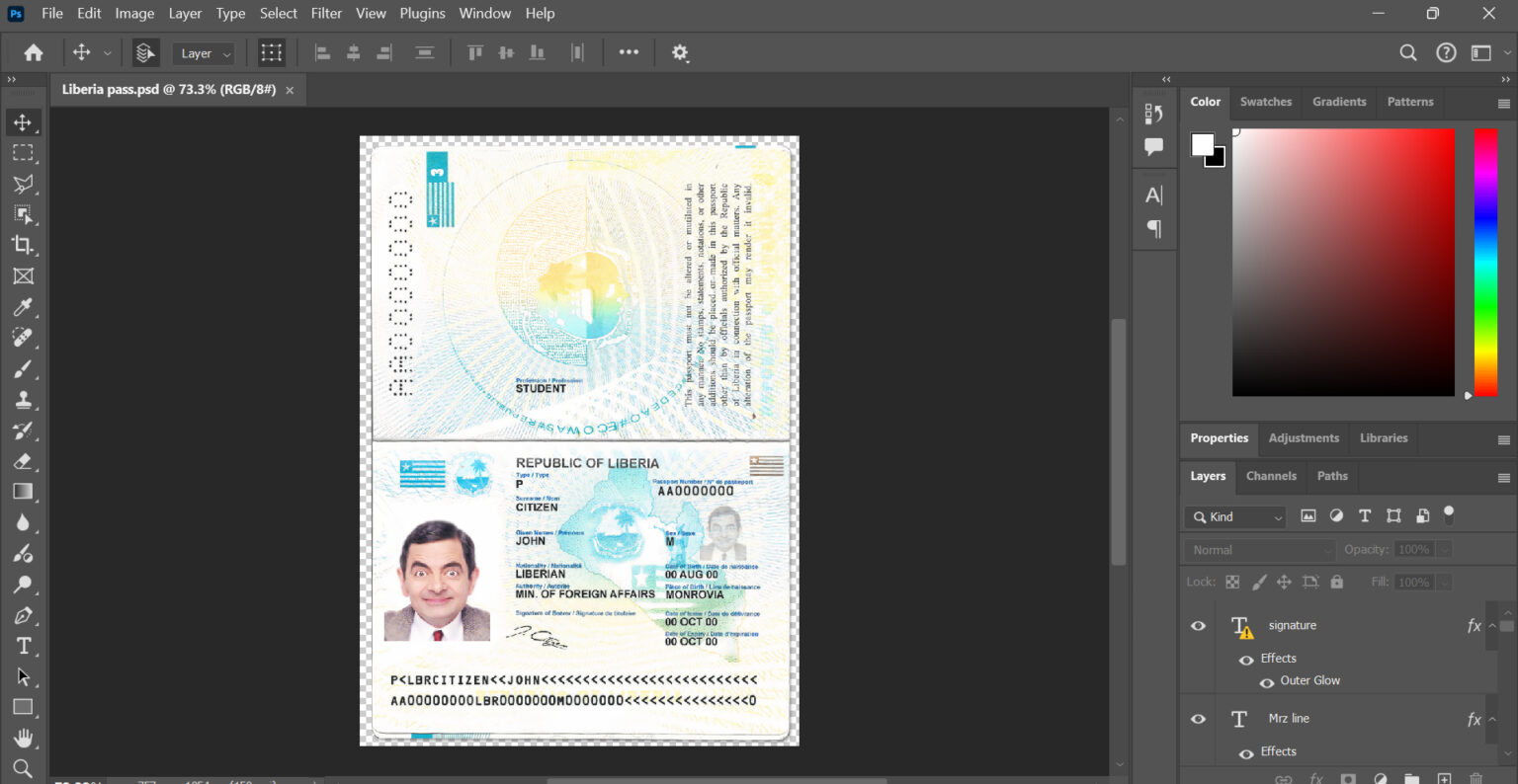 Liberia-Passport-PSD-Template