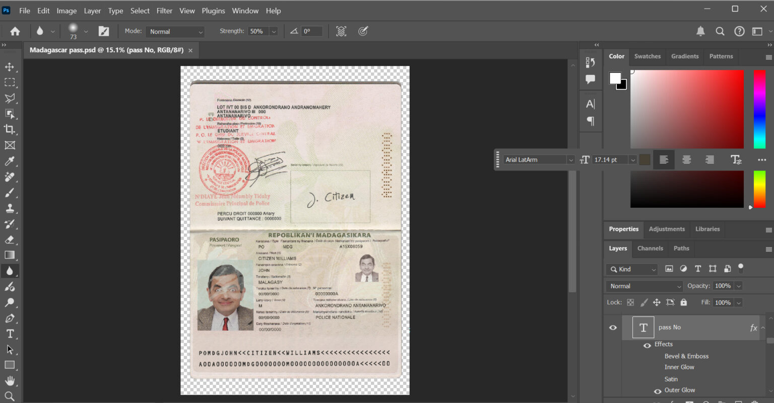 Madagascar-Passport-psd-Template