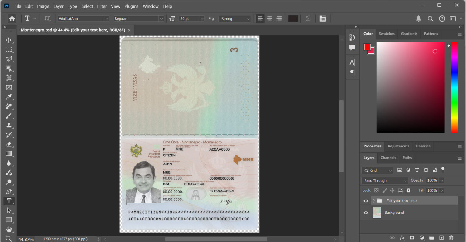 Montenegro-Passport-PSD-Template