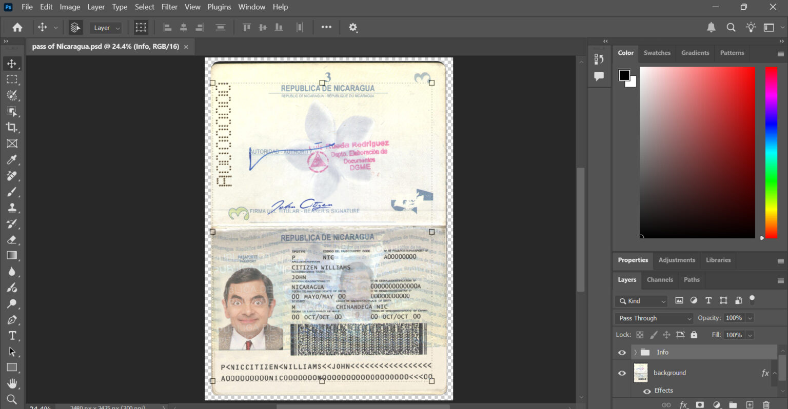 Nicaragua-passport-Template-fully-editable-psd-Format