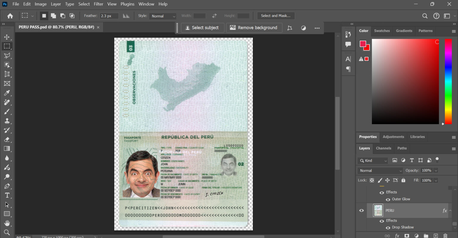 Peru-Passport-PSD-Template