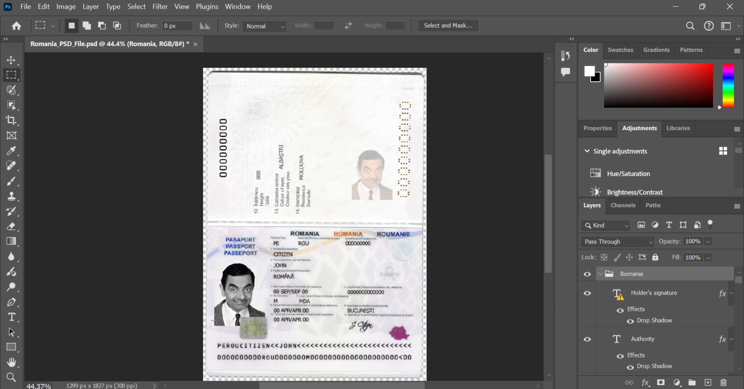 Romania-Passport-PSD-Template